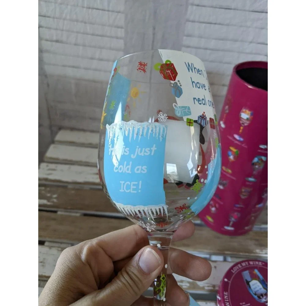Lolita who‎ needs a snowman holiday wine glass cham